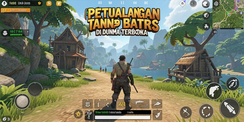 Tangkapan layar gameplay menunjukkan momen eksplorasi di dunia terbuka 47F.