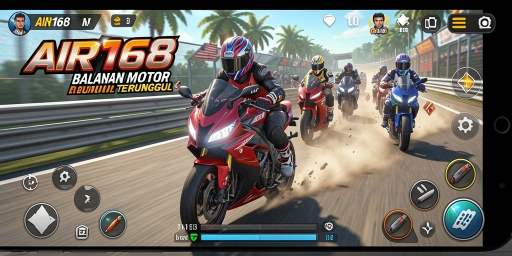 Tampilan menegangkan gameplay balapan motor di AIR168.