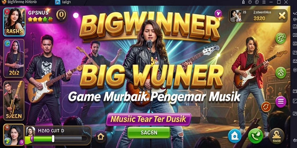 Screenshot utama BIGWINNER menampilkan pengalaman bermain game musik yang seru.