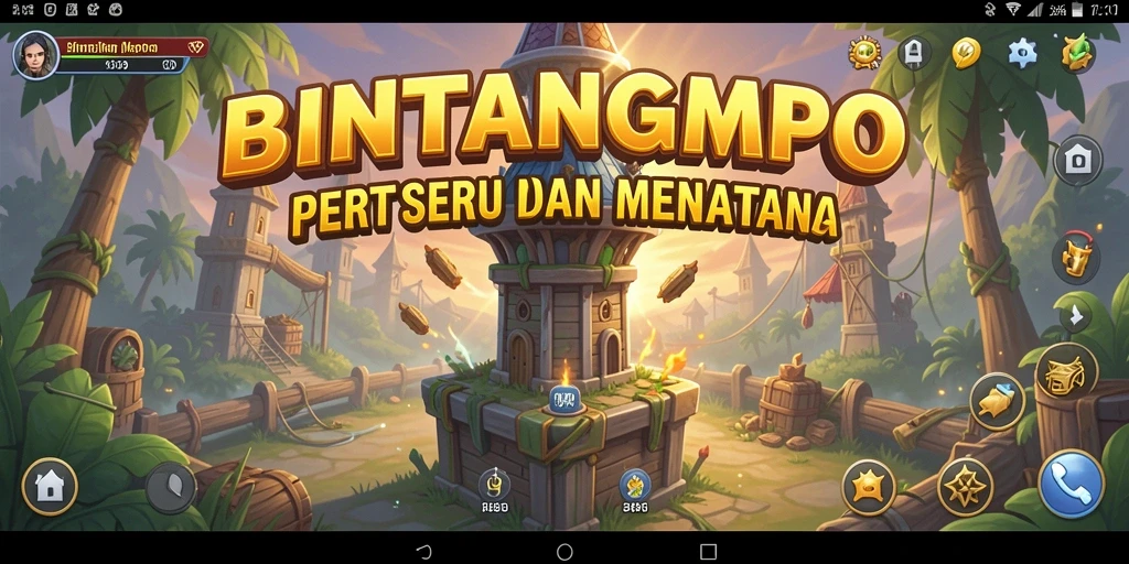 Gameplay BINTANGMPO menampilkan pertarungan menara yang menegangkan.