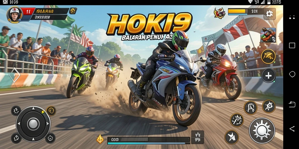 Gameplay seru HOKI9 menunjukkan balapan motor yang mendebarkan.