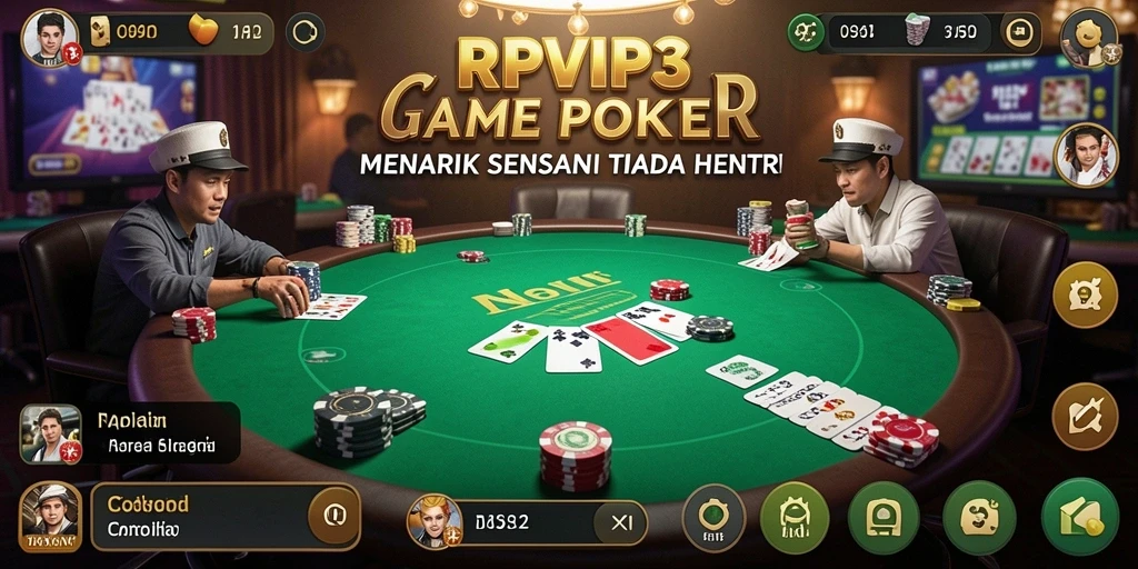 Gameplay RPVIP3 yang seru dengan tampilan meja poker.