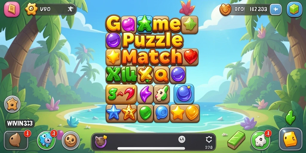 Tampilan gameplay seru dalam game Match-3 WIN33.
